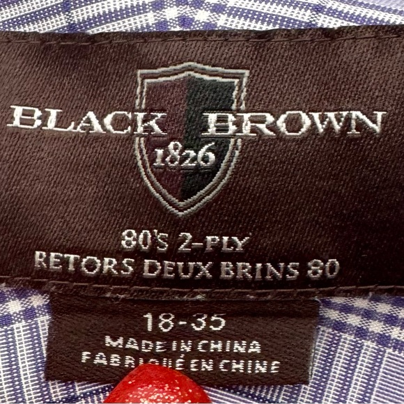 Black Brown 1826 Shirt 18-35 100% Egyptian Cotton Purple/White Plaid Classic Fit - Picture 9 of 11
